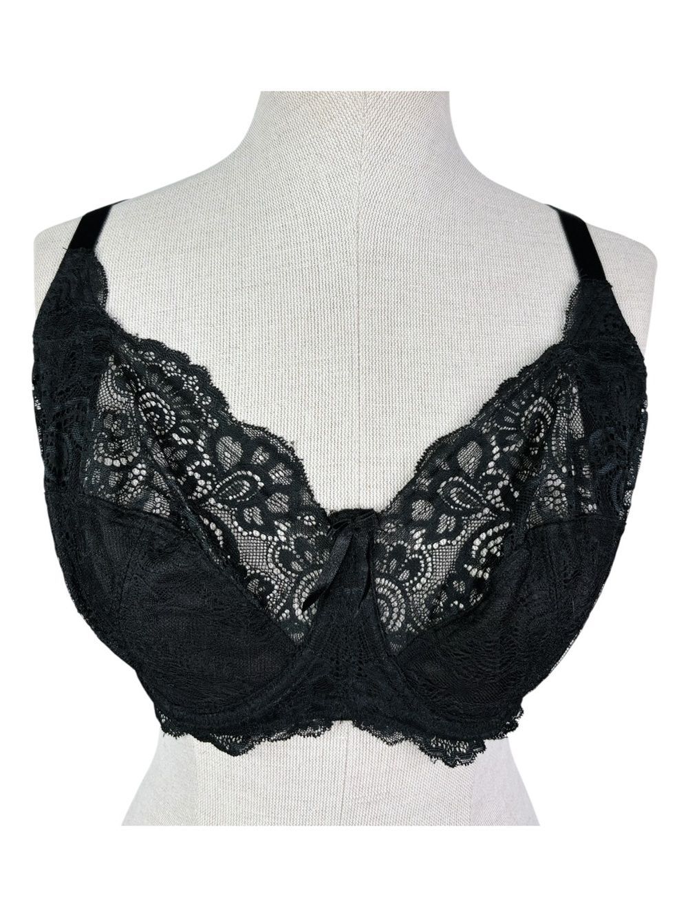 Panache Andorra Underwire Bra sz 34G * Black Lace Bra Floral Full Cup